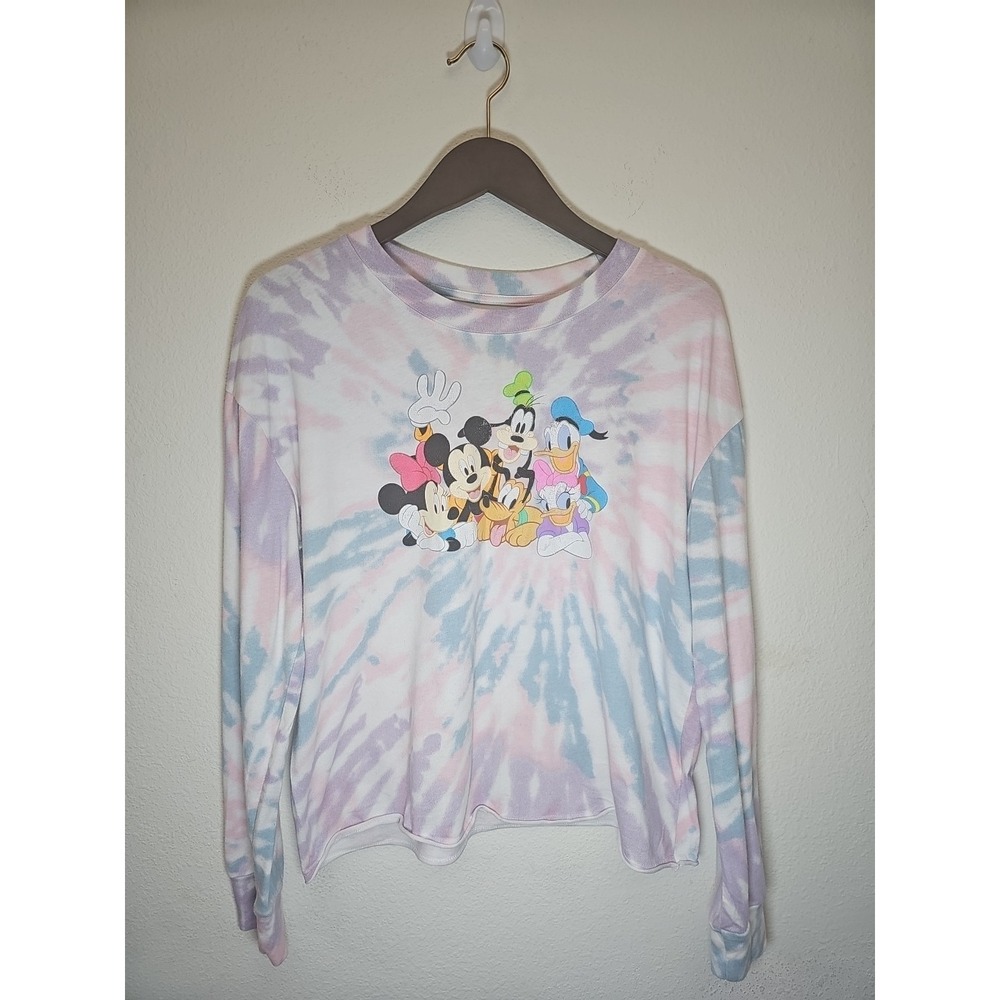 Disney Size XL Purple Tie Dye Characters Sweater Mickey Goofy Donald Pluto